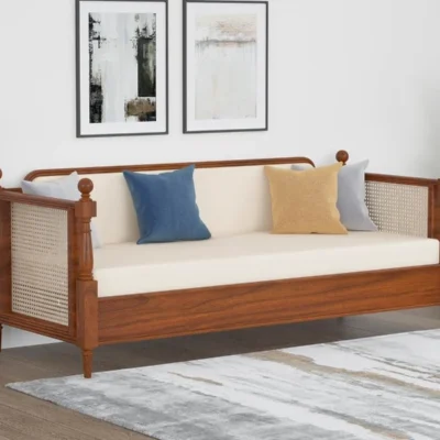 Royal Sheesham Modern Solid Sheesham Wood Sofa for Living Room with Cushion Seating