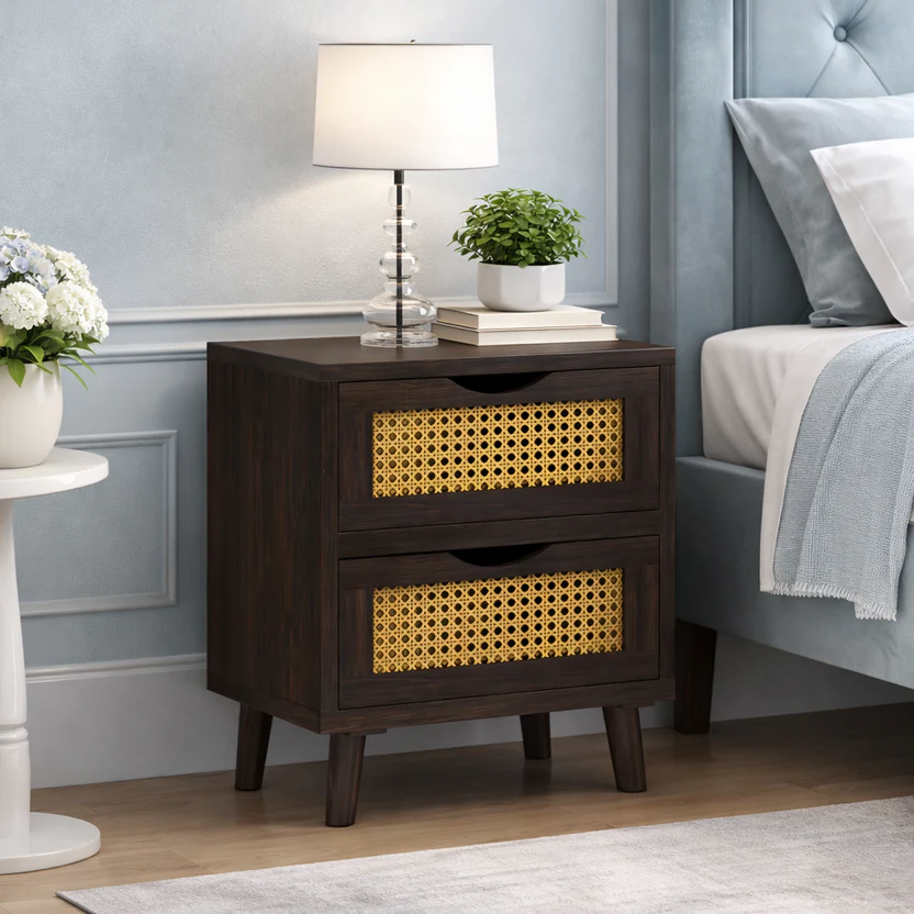 Royal sheesham narrow bedside table for small space (2) Royal Sheesham narrow bedside table made from solid sheesham wood ideal for small spaces and compact bedroom storage