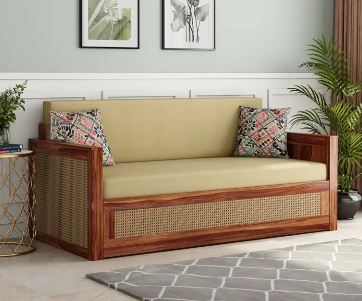 Royal sheesham wooden sofa cum bed latest design (2) Royal sheesham wooden sofa bed latest design - Image 1