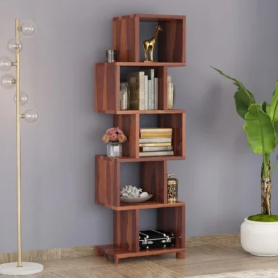 Modern solid Sheesham wood bookshelf by Royal Sheesham