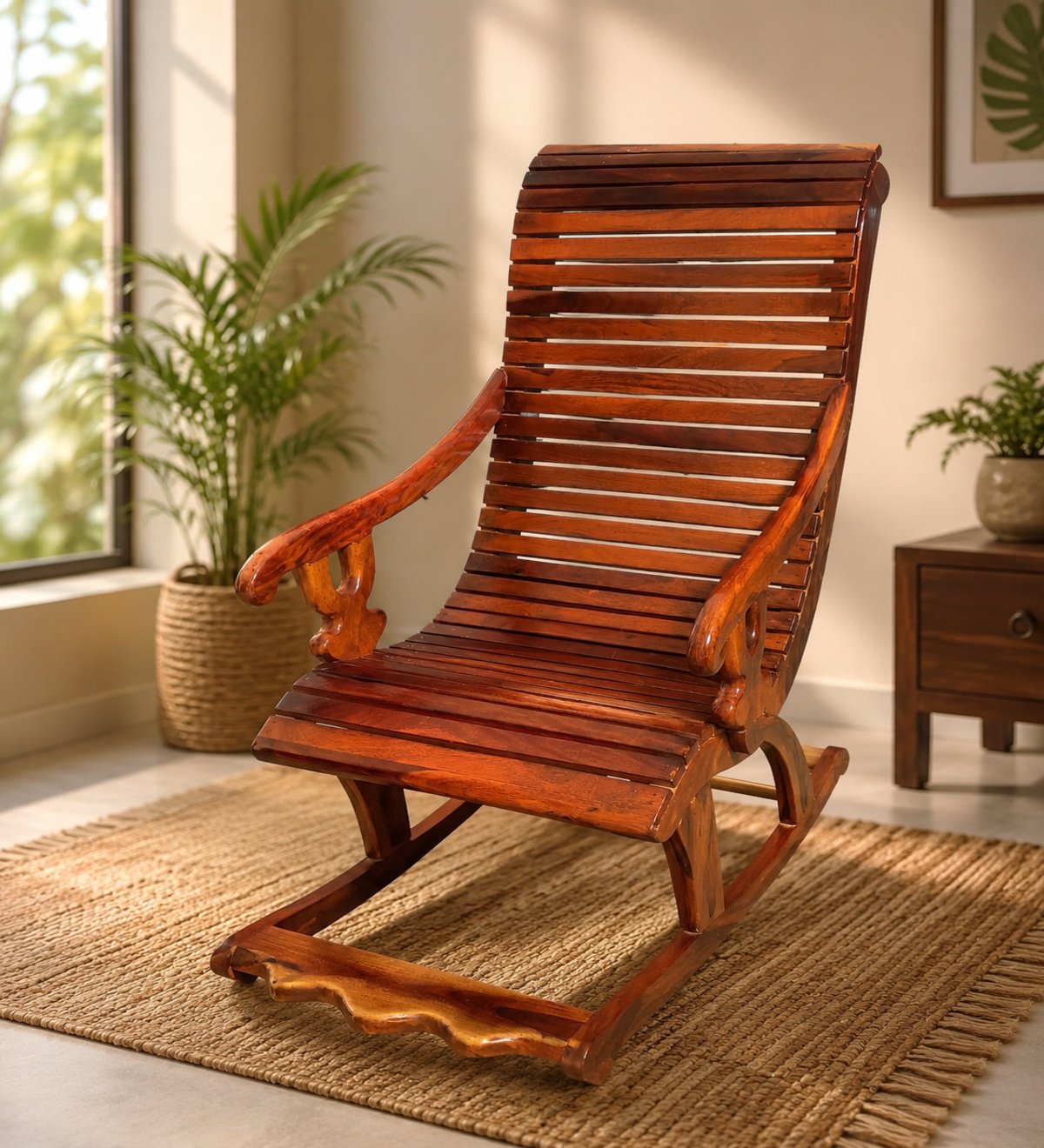 Bintage Style Solid Wood Rocking Chair for Relaxing royal sheesham (1) Bintage Style Solid Wood Rocking Chair for Relaxing - Image 1
