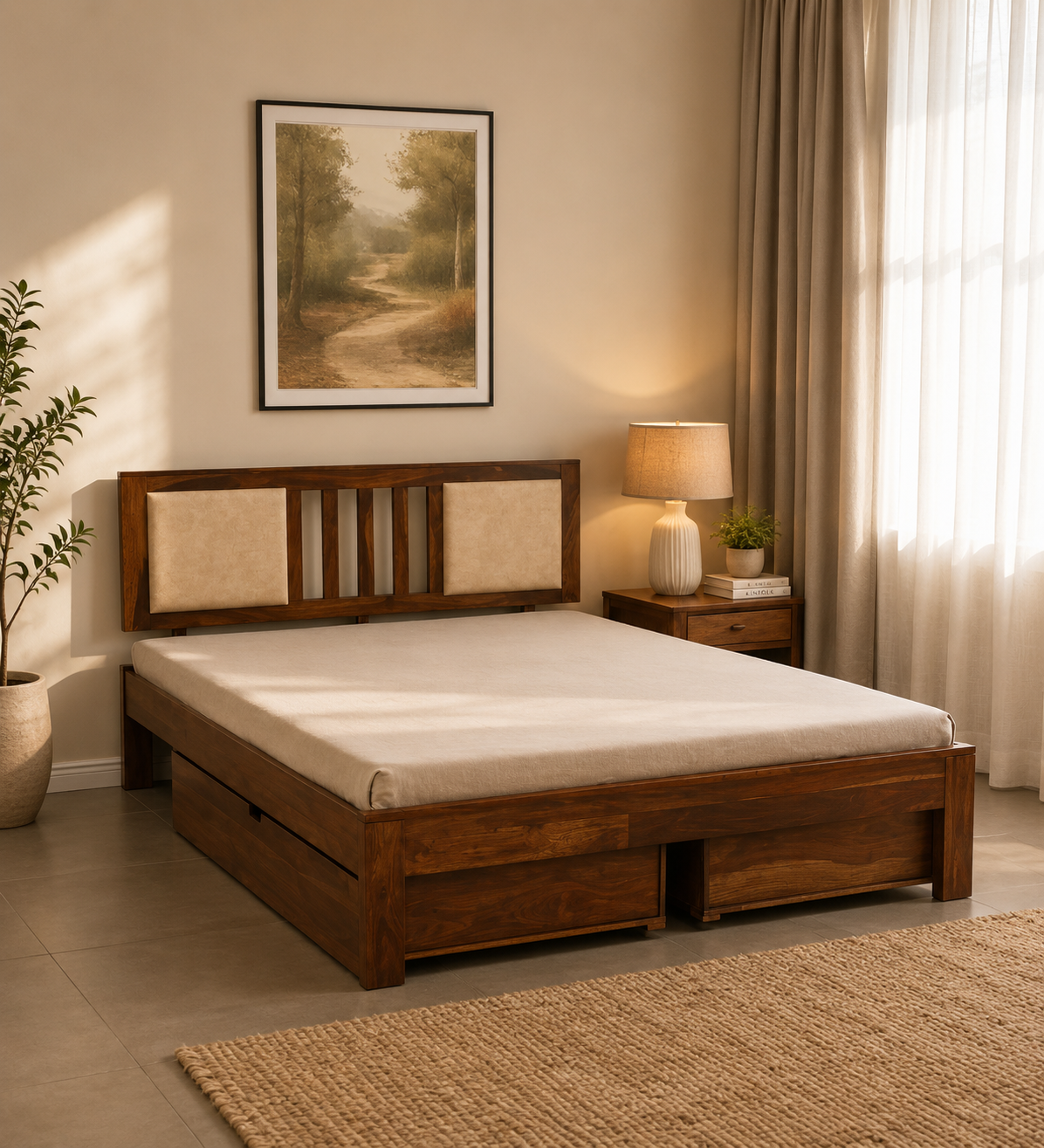 Klink Sheesham Wood Bed With Box Storage Royalsheesham (1) Klink Sheesham Wood Bed With Box Storage - Image 1