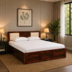 Neks Sheesham Wood King Size Bed With Box Storage