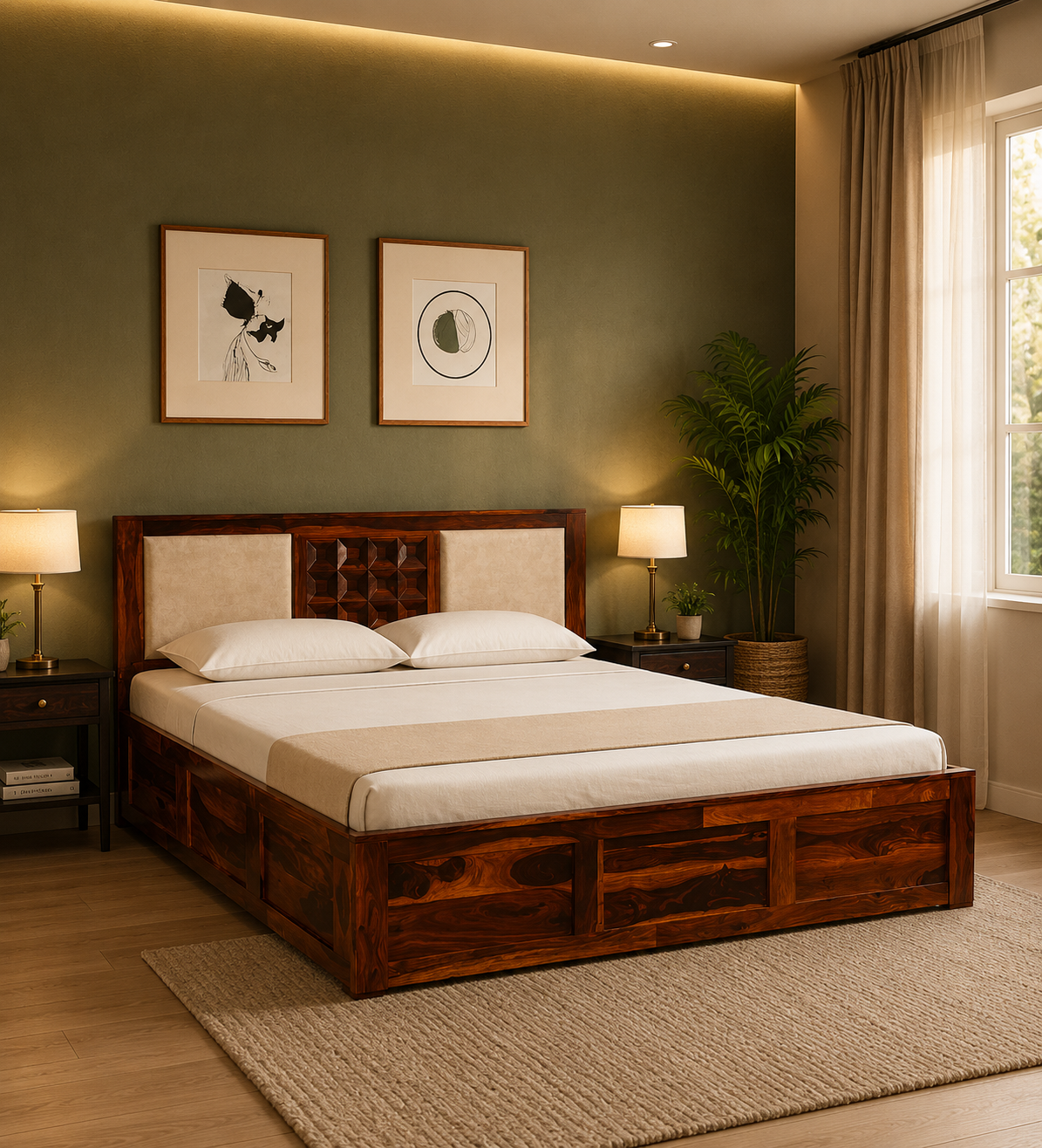 Plan Solid Sheesham Wood Storage Beds Royalsheesham (1) Plan Solid Sheesham Wood Storage Beds - Image 1