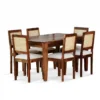wattan Solid Wood Cane 6 Seater Dining Table Set - Image 2