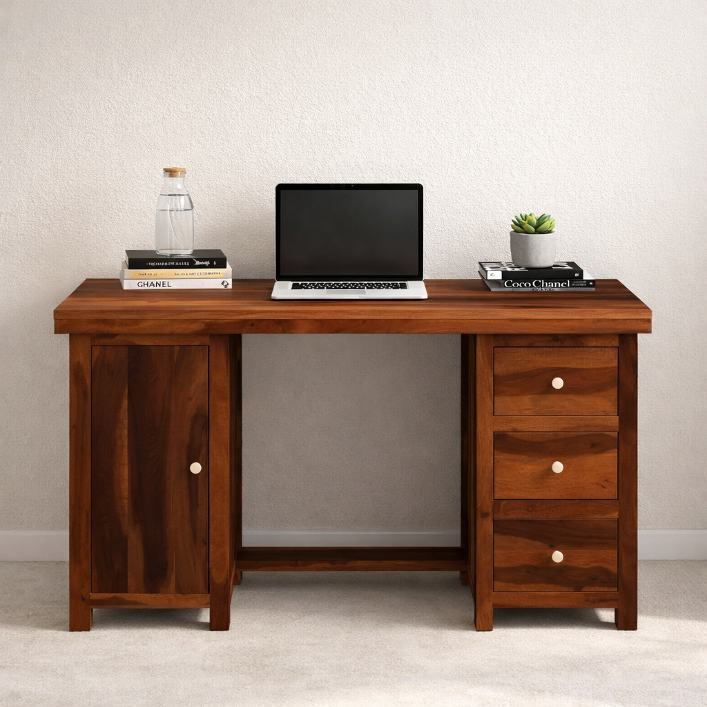 Royal Solid Wood Modern Study Table Royalsheesham (1) Royal Solid Wood Modern Study Table - Image 1
