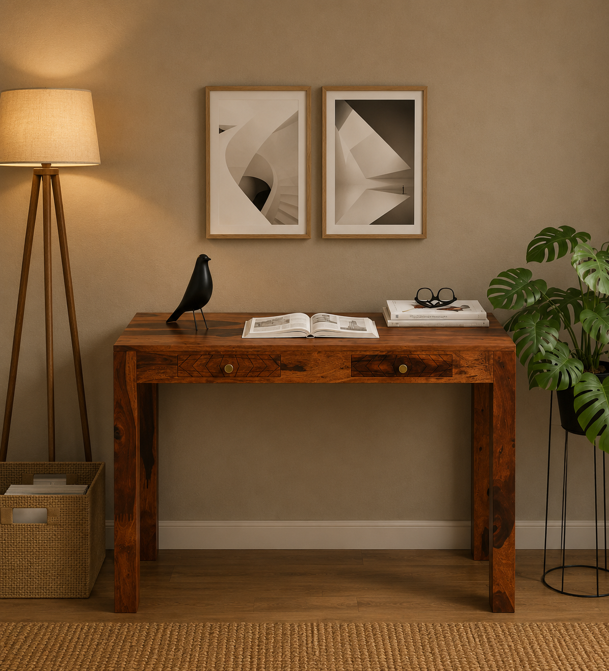 Royal Wooden Study Table Royalsheesham (1) Royal Wooden Study Table - Image 1