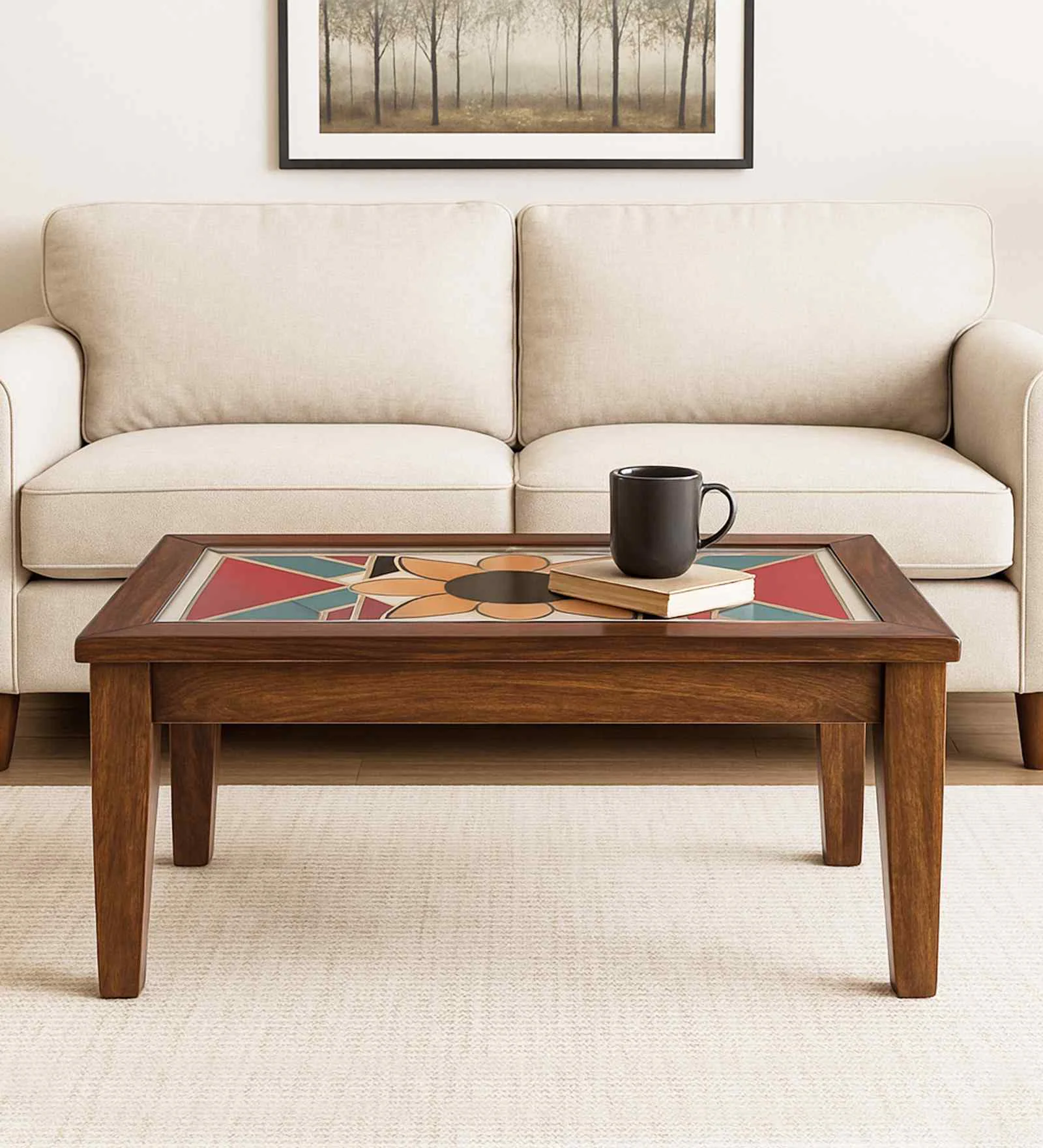 Royal sheesham (1) Sang Angeles Sheesham Wood Coffee Table In Provincial Teak Finish - Image 1