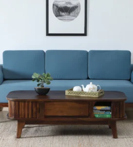 Fold Sheesham Wood Shutter Coffee Table In Scratch Resistant Provincial Teak Finish