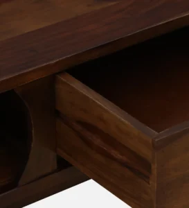 Fold Sheesham Wood Shutter Coffee Table In Scratch Resistant Provincial Teak Finish - Image 9
