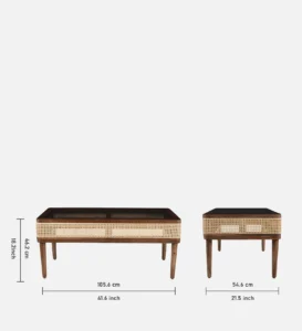 Nain Mango Wood Coffee Table In Tubbaq Finish With Brown Tinted Glass Top - Image 3