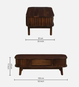Fold Sheesham Wood Shutter Coffee Table In Scratch Resistant Provincial Teak Finish - Image 3
