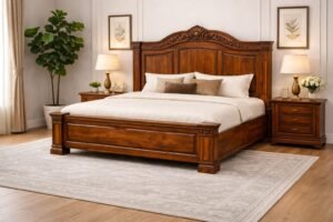 Solid Sheesham Wood King Size Luxury Bed with Finishing