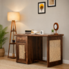 Tan Sheesham Wood Cane Study Table