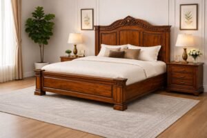modern Solid Sheesham wood Luxury King Size Bed With Finins