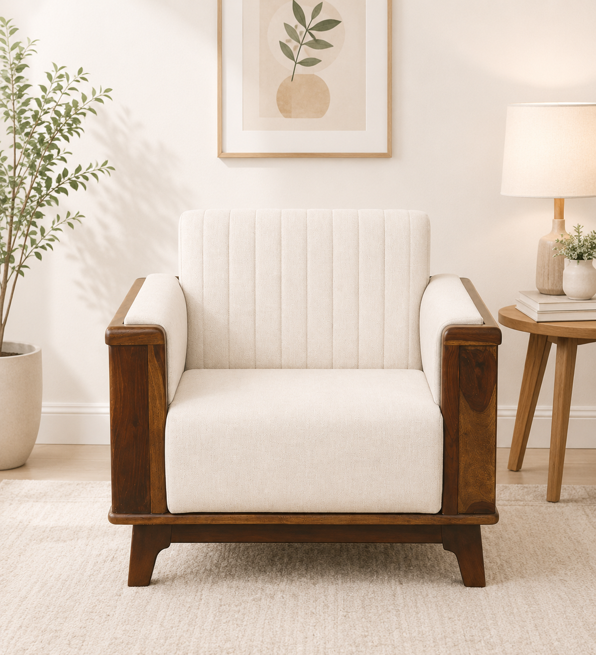 Jovian Sheesham Wood 1 Seater Sofa in Scratch Resistant Dark Walnut Finish (1) Jovian Sheesham Wood 1 Seater Sofa in Scratch Resistant Dark Walnut Finish - Image 1