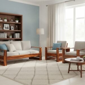 Luxe Solid Sheesham Wood Premium Seating Sofa Set with Modern Finish for Home