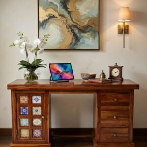 Solid wood study table with drawers for home office - Maharaja Heritage Edition by Sarve Furniture