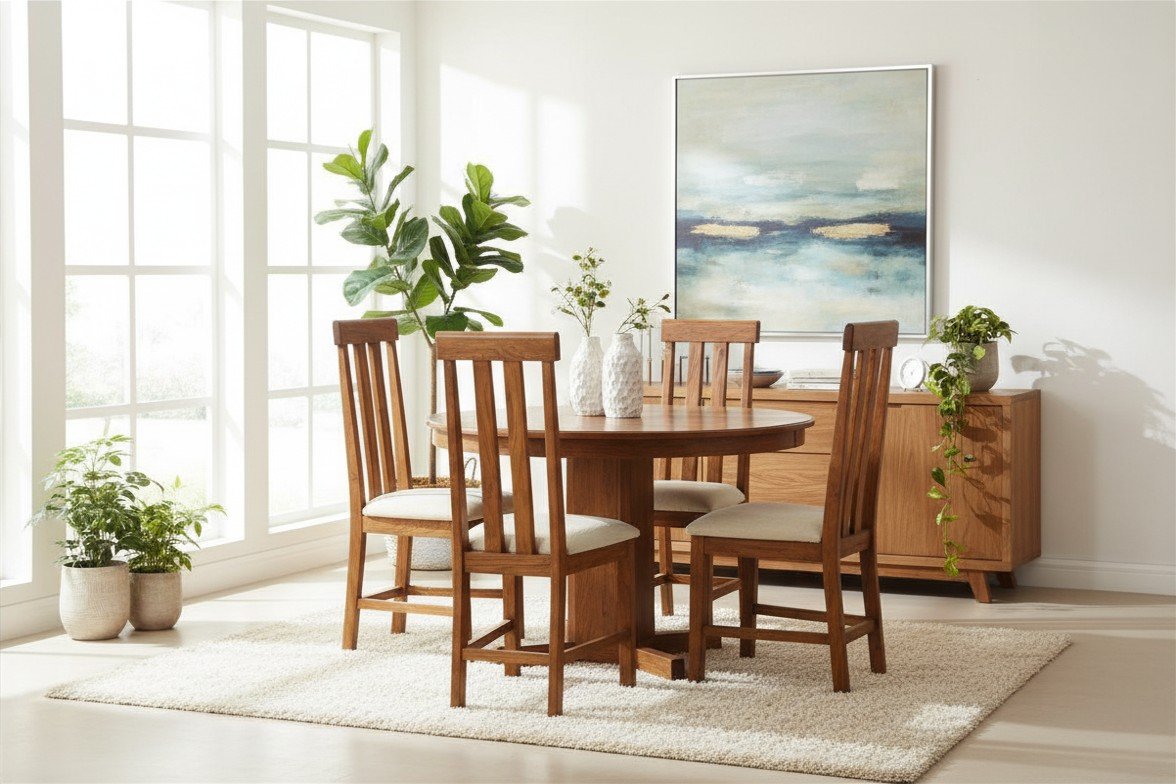 Sheesham Wood 4 Seater Dining Set - Rajsi Premium Design | Sarve Furniture Rajsi Solid Sheesham Wood 4 Seater Dining Set in Walnut Finish by Sarve Furniture