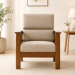 Trevista Modern Fabric 1 Seater Sofa in Walnut Brown Finish