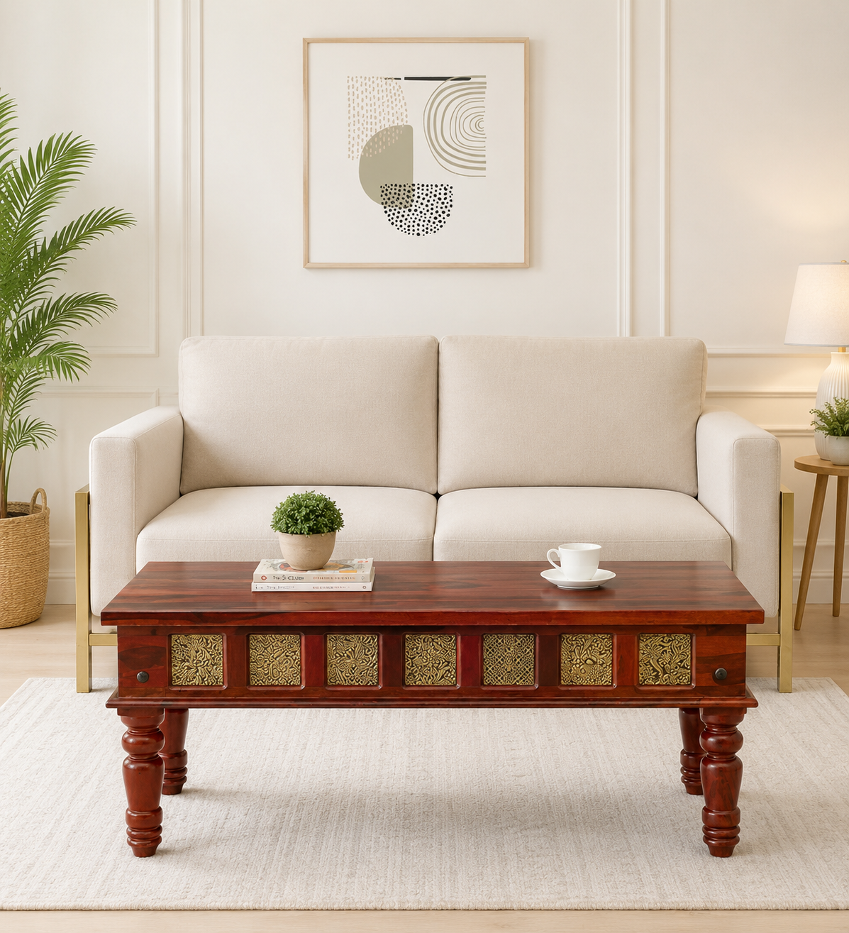 royal sheesham (1) Hawley Solid Wood Coffee Table in Provincial Teak Finish - Image 1