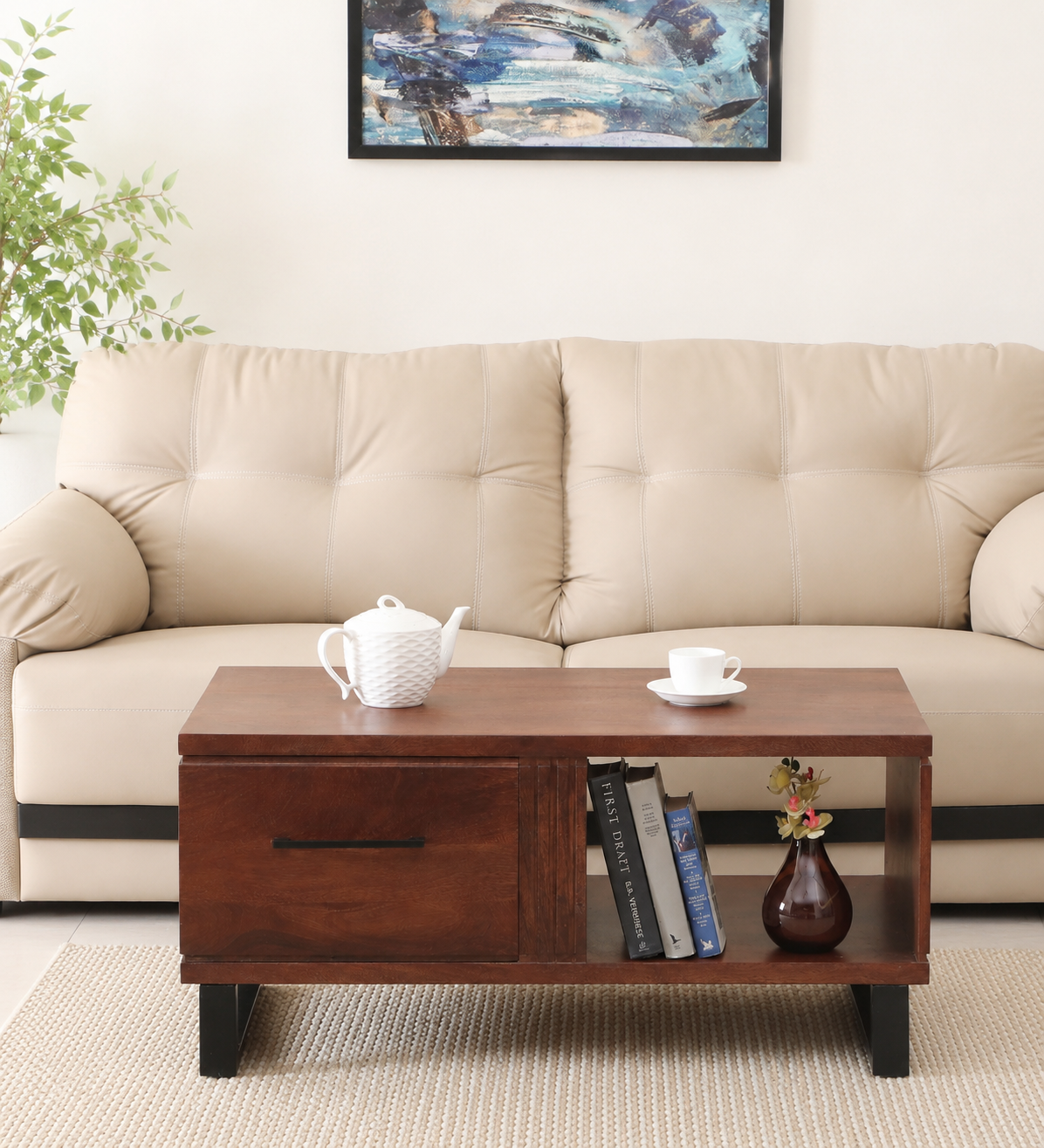 royal sheesham (1) Brisco Solid Wood Coffee Table in Honey Oak Finish by Mintwud - Image 1
