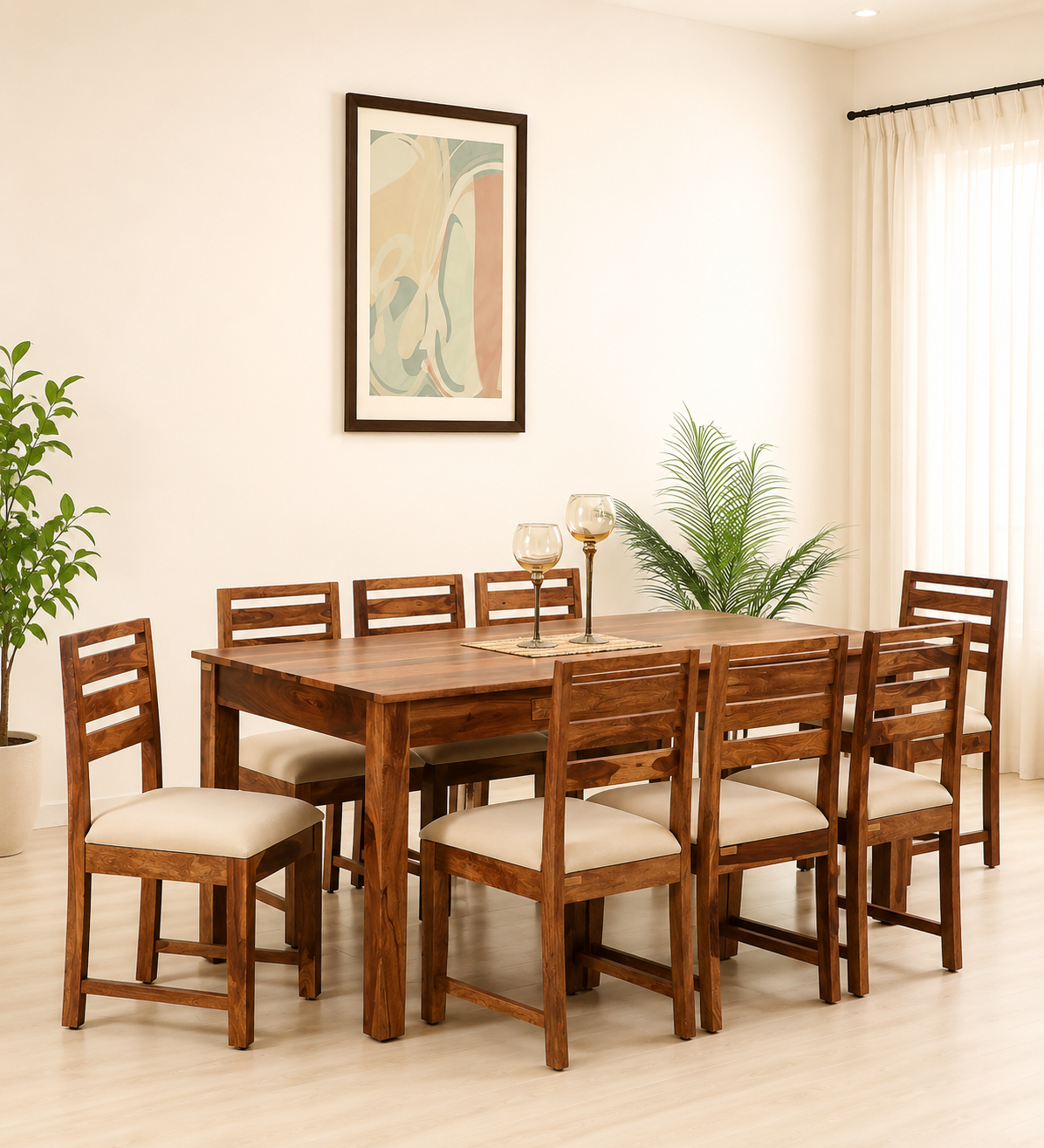 Calista Handcrafted Sheesham Wood 8 Seater Dining Table Set (1) Calista Handcrafted Sheesham Wood 8 Seater Dining Table Set - Image 1