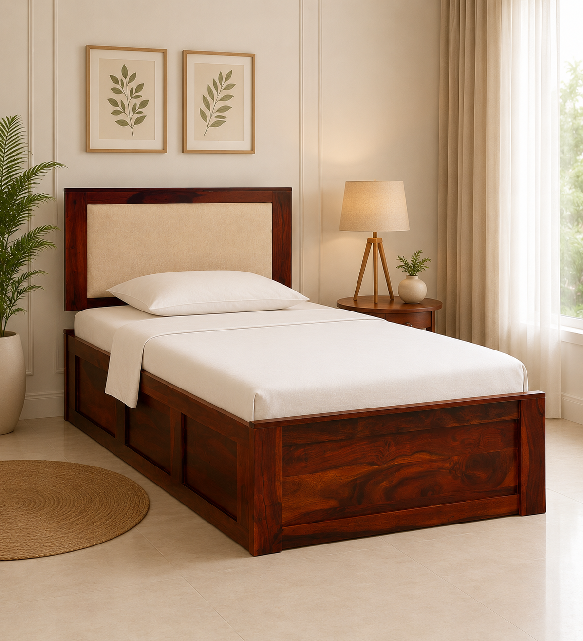 Rovexa Minimal Solid Wood Single Bed with Durable Structure in Natural Wood Tone (1) Rovexa Minimal Solid Wood Single Bed with Durable Structure in Natural Wood Tone - Image 1