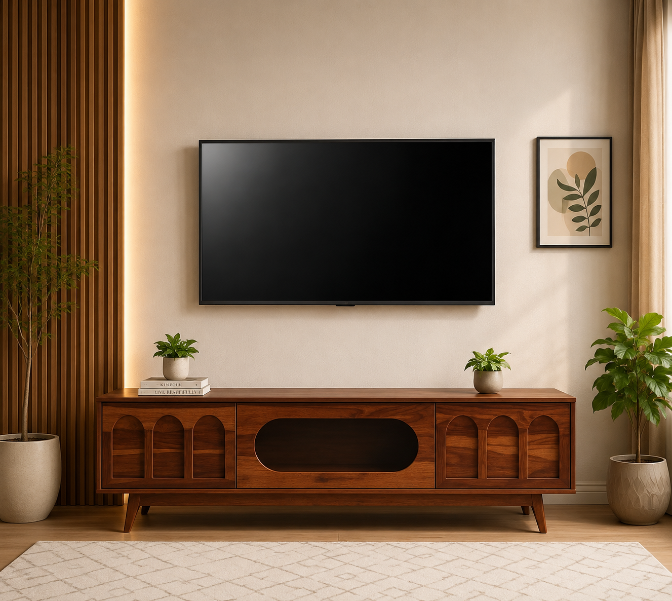 Vantora Premium Entertainment TV Unit with Drawer and Cabinet Storage (1) Vantora Premium Entertainment TV Unit with Drawer and Cabinet Storage - Image 1