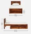 Vintira Premium Sheesham Wood Single Bed with Strong Base in Natural Shade for Home - Image 8