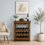 Vero Minimalist Bar Cabinet with Open Display Shelf in Wenge Finish